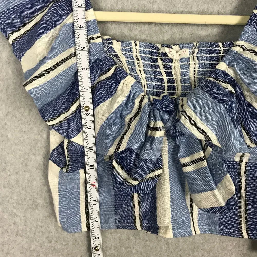 Simply Blessed Ruffle Smocked Crop Top Medium‎ Linen Vacation Cute Preppy Resort
